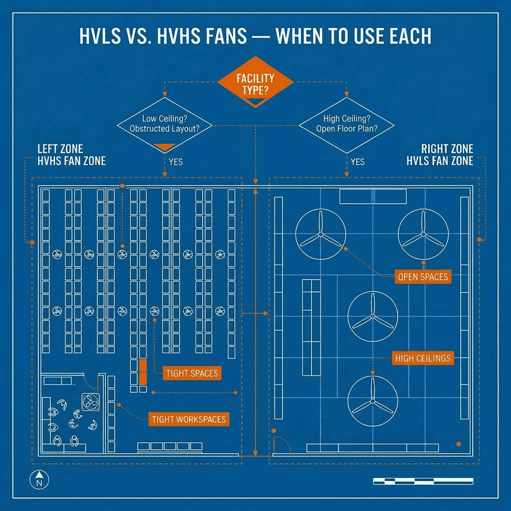 HVLS Fans vs. HVHS Fans: Which Should Your Facility Choose?
